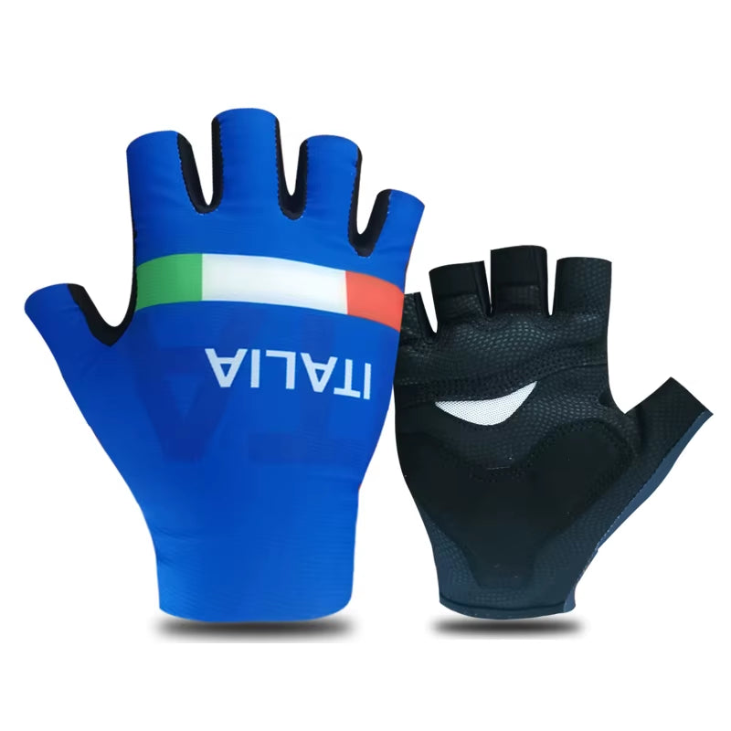 Pro Team 2024 Breathable Cycling Gloves UAE ITALY Road Bike Gloves Men Sports Half Finger anti Slip MTB Bicycle Glove