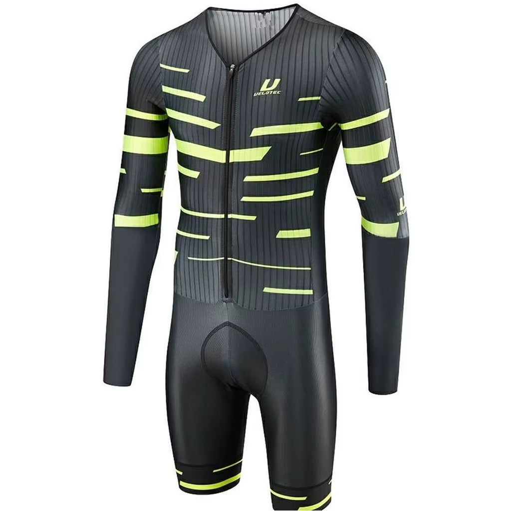 VELOTEC Professional Team Cycling Aero One-Piece Suit Long Sleeve Bicycle Skinsuit Men'S Jumpsuit Maillot Ciclismo Hombre Kits