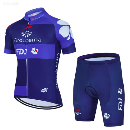Cycling Jersey Set 2023 FDJ Cycling Bicycle Suit Bicycle Short Sleeve Cycling Clothing Bike Maillot Cycling Jersey Bib Shorts