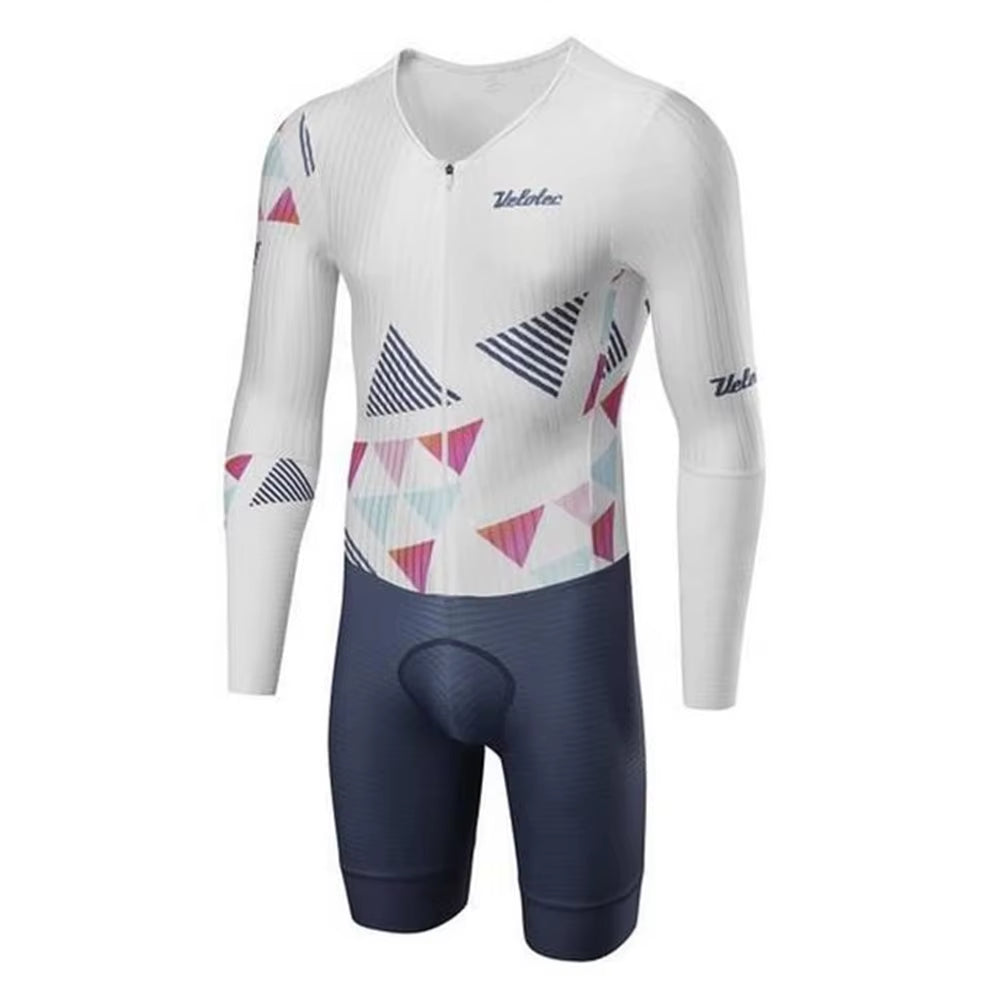 VELOTEC Professional Team Cycling Aero One-Piece Suit Long Sleeve Bicycle Skinsuit Men'S Jumpsuit Maillot Ciclismo Hombre Kits