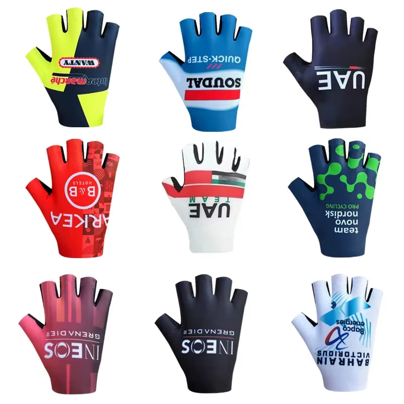 Pro Team 2024 Breathable Cycling Gloves UAE ITALY Road Bike Gloves Men Sports Half Finger anti Slip MTB Bicycle Glove