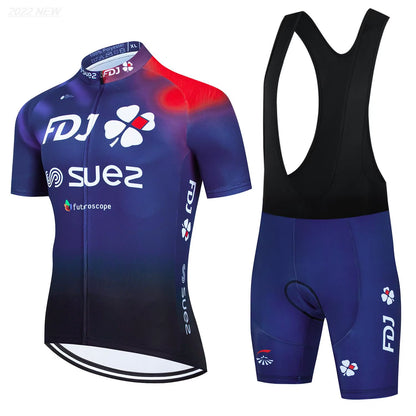 Cycling Jersey Set 2023 FDJ Cycling Bicycle Suit Bicycle Short Sleeve Cycling Clothing Bike Maillot Cycling Jersey Bib Shorts