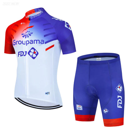Cycling Jersey Set 2023 FDJ Cycling Bicycle Suit Bicycle Short Sleeve Cycling Clothing Bike Maillot Cycling Jersey Bib Shorts