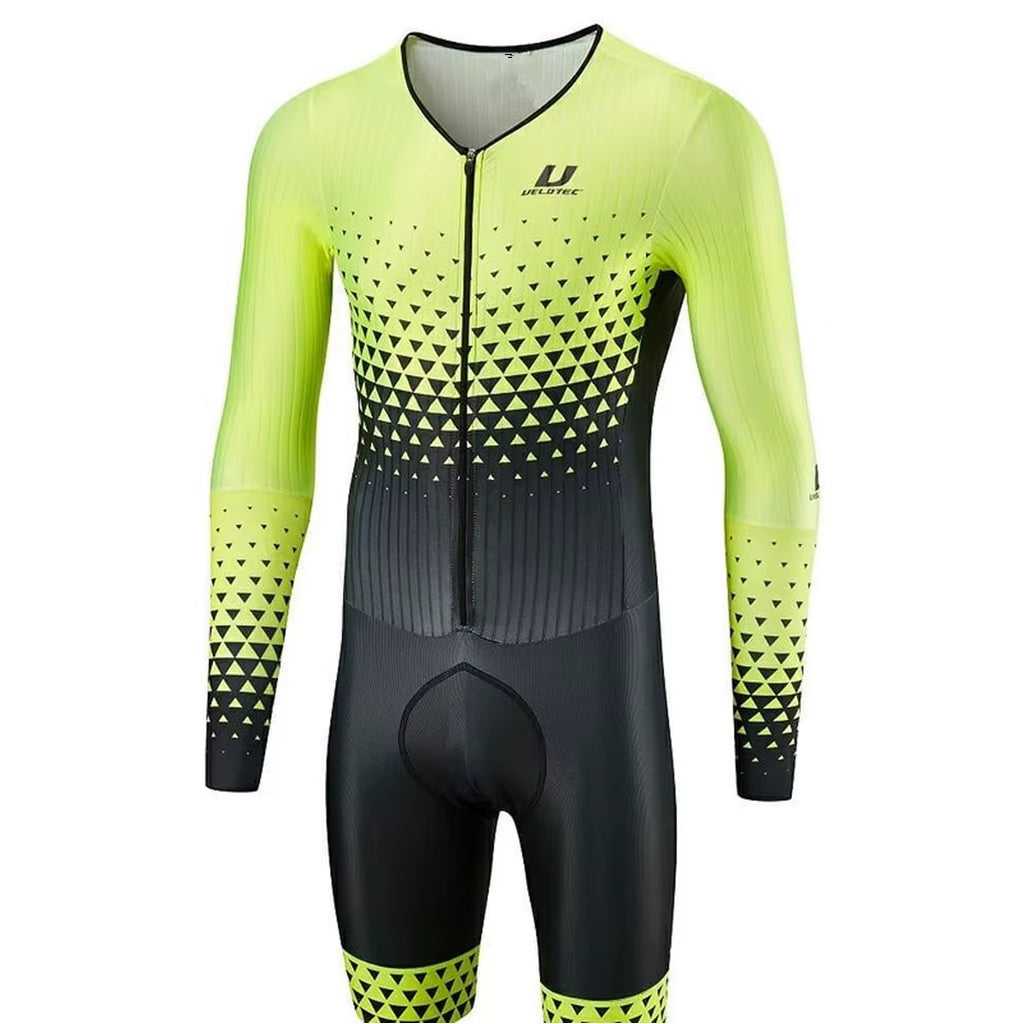 VELOTEC Professional Team Cycling Aero One-Piece Suit Long Sleeve Bicycle Skinsuit Men'S Jumpsuit Maillot Ciclismo Hombre Kits