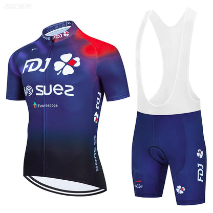Cycling Jersey Set 2023 FDJ Cycling Bicycle Suit Bicycle Short Sleeve Cycling Clothing Bike Maillot Cycling Jersey Bib Shorts