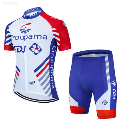 Cycling Jersey Set 2023 FDJ Cycling Bicycle Suit Bicycle Short Sleeve Cycling Clothing Bike Maillot Cycling Jersey Bib Shorts